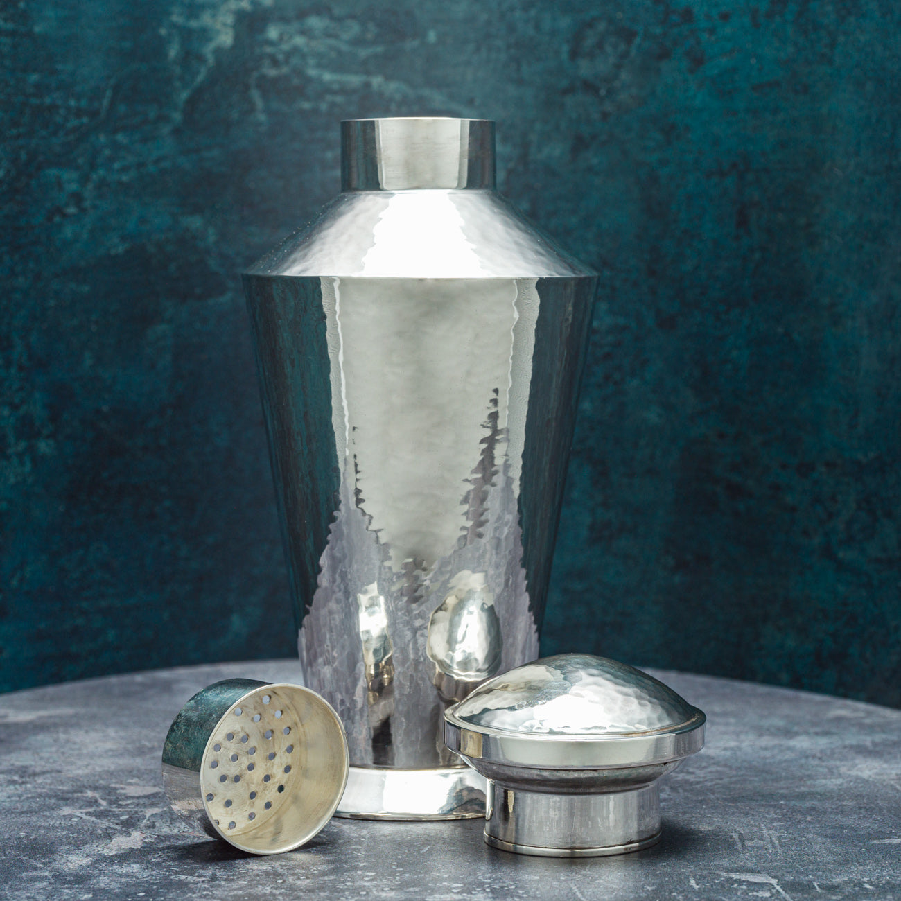 Hammered Silver Cocktail Shaker Bentleys London hammered-silver-cocktail-shaker-bentleys-london