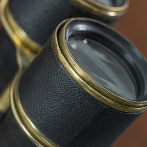 Hand Held Leather Covered Brass Binoculars