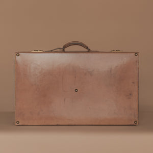 Large Tan Leather Suitcase