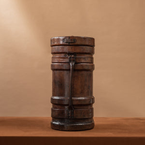 Pair of Large Leather Cordite Carriers with Lids