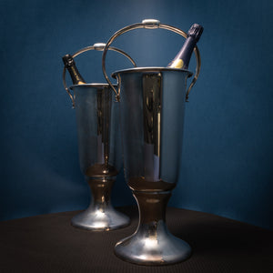 Pair of Silver Plated Floor-standing Magnum Size Ice Buckets