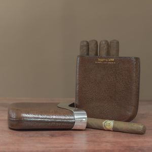 Pigskin Cigar Case with Silver Band
