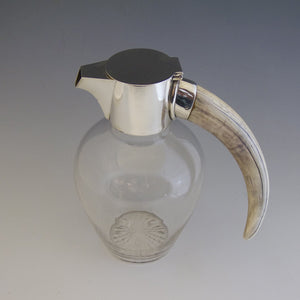Silver and Glass Claret Jug with Tusk Handle