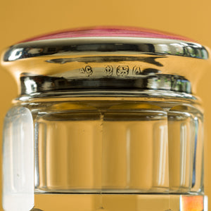 Small Enamel and Silver Topped Glass Jars