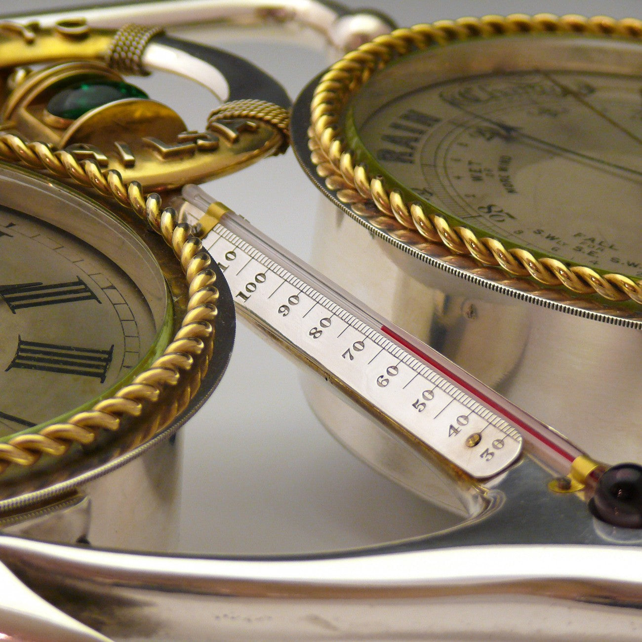 Rare Yacht fitting; Clock, Barometer and Themometer Set Bentleys London