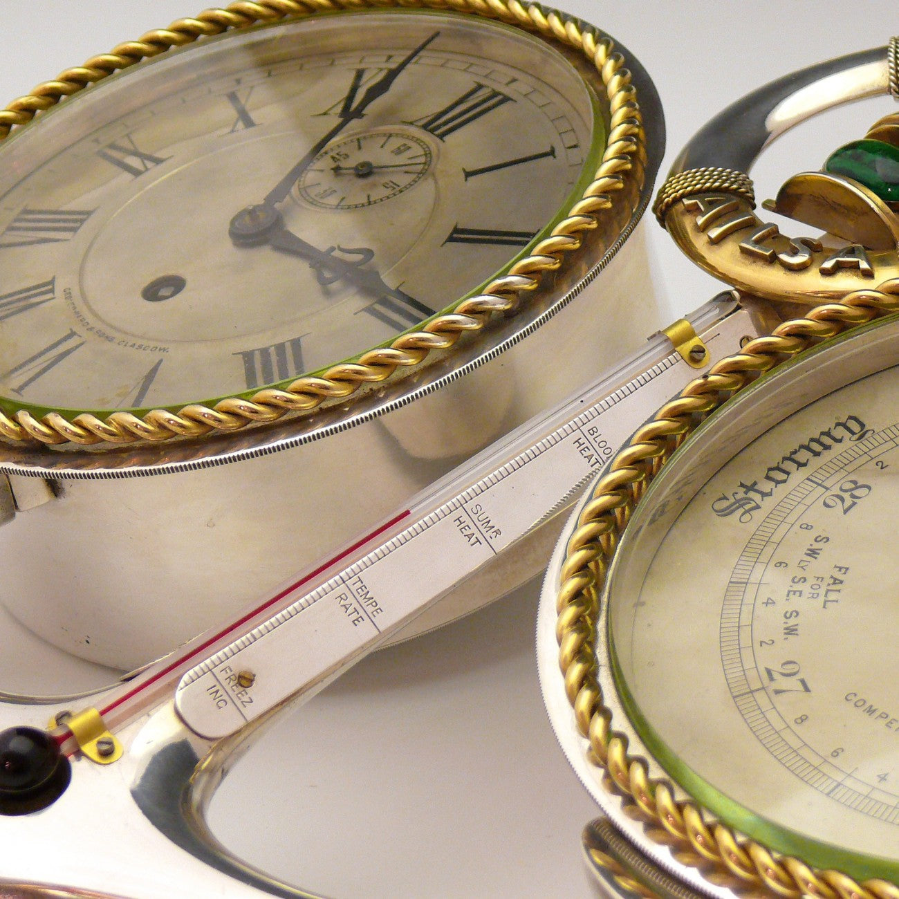 Rare Yacht fitting; Clock, Barometer and Themometer Set Bentleys London