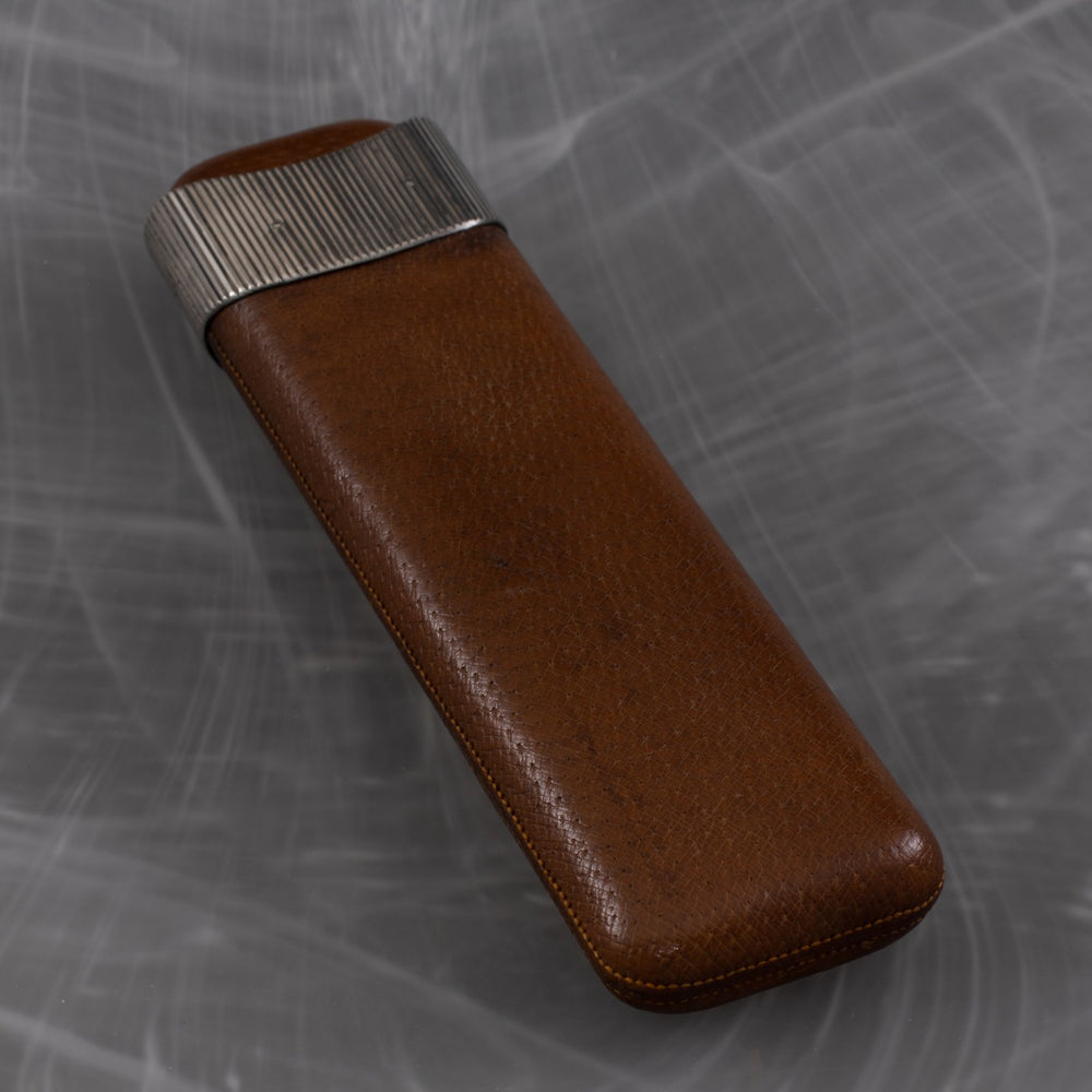 Pigskin Cigar Case with Silver Collar