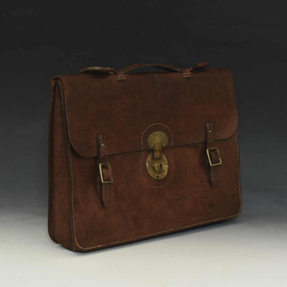 Dark Tan Leather Briefcase
