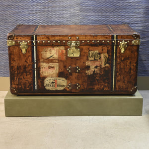 Large Leather Louis Vuitton Steamer Trunk
