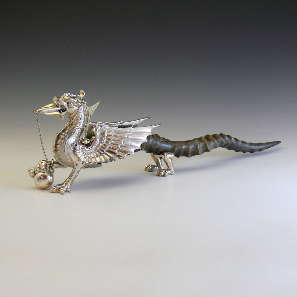 Blackbuck and Silver Plated Dragon Table Lighter