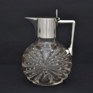 Ribbed Cut Glass and Silver Plate Claret Jug