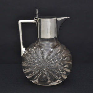 Ribbed Cut Glass and Silver Plate Claret Jug