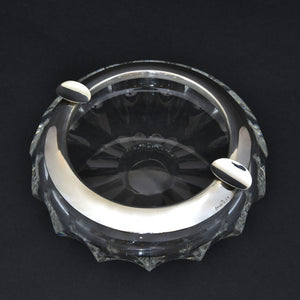 Cut Glass Cigar Ashtray with Silver Collar