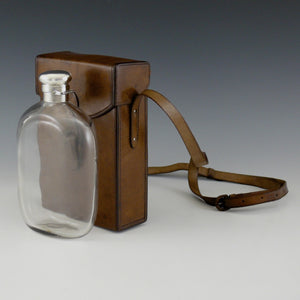 Leather Cased Silver Mounted Glass Flask