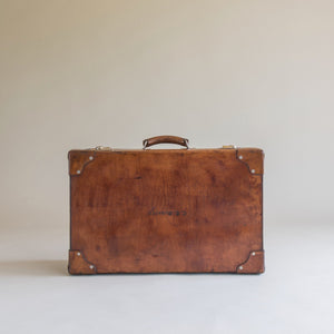 Fine Large Size Mid-Tan Leather Suitcase
