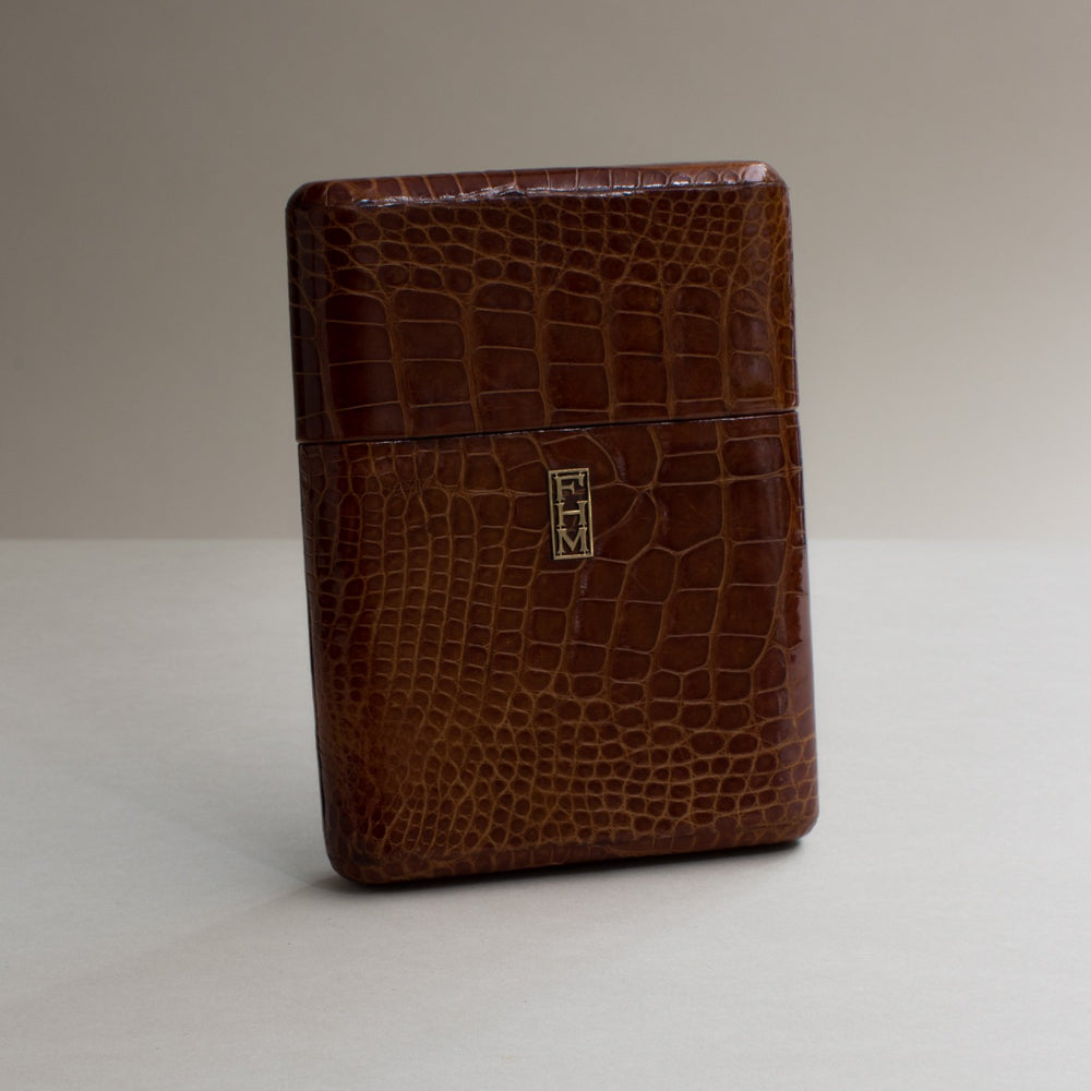 Large Asprey Crocodile Skin Cigar Case