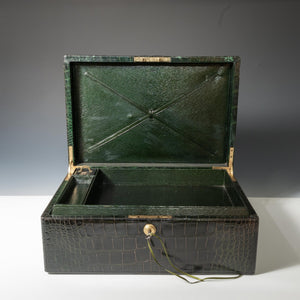 Green Crocodile Skin Covered Correspondence Box