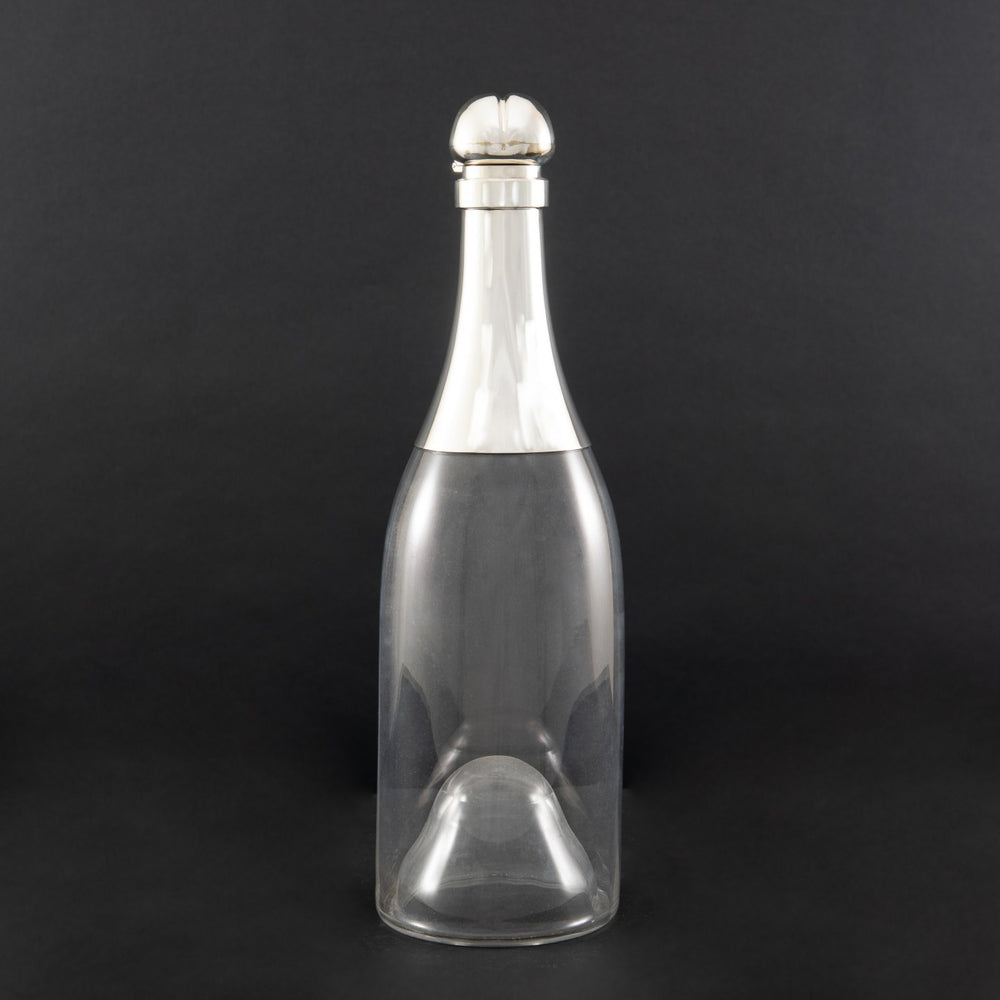 Large Silver Mounted Champagne Bottle Decanter