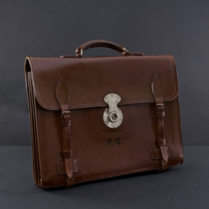 Flap-over Dark Brown Leather Briefcase