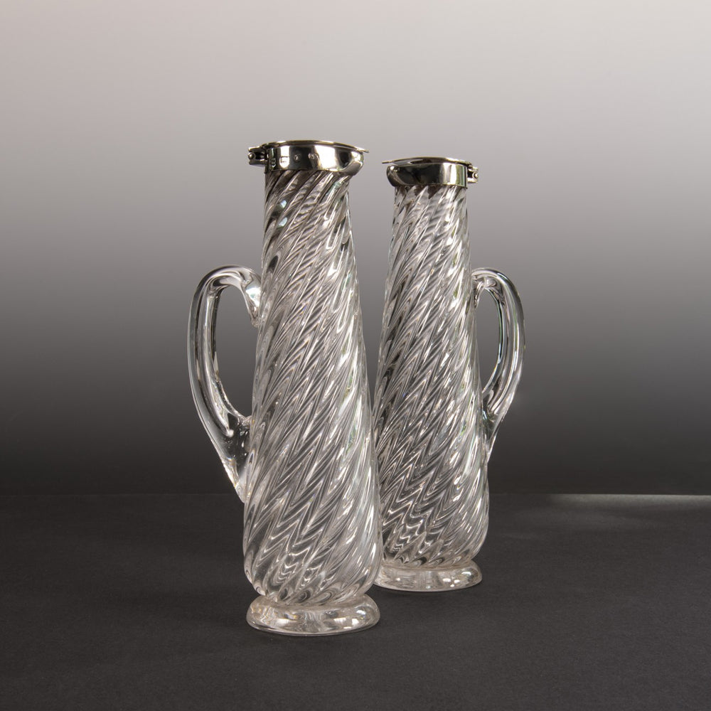 Pair of Small Wrythen Glass Decanters
