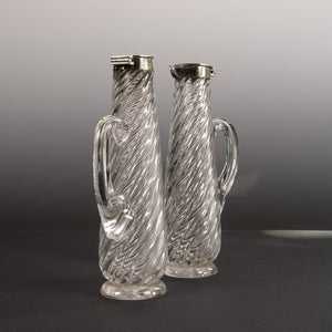 Pair of Small Wrythen Glass Decanters