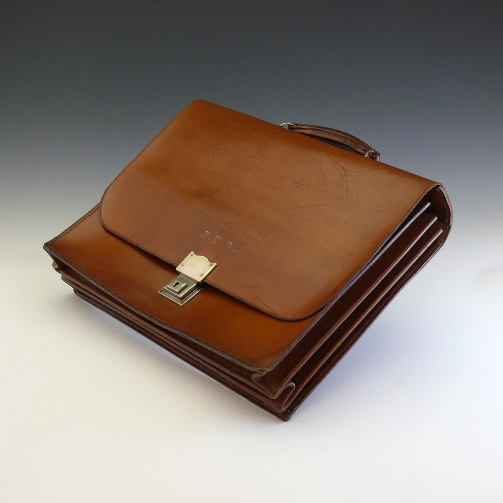 Leather Briefcase with Nickel Lock