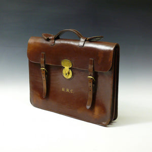 Dark Tan Leather Flap-over Briefcase
