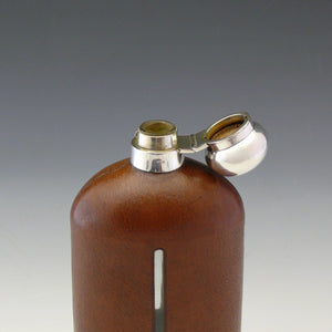 Very Large Leather and Silver Plate Flask of Decanter Size