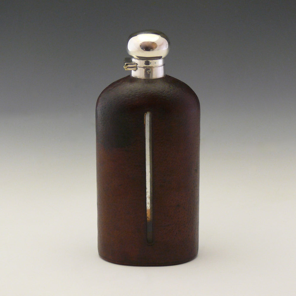 Large Leather Covered Glass Flask