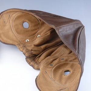 Brown Leather Flying/Motoring Helmet