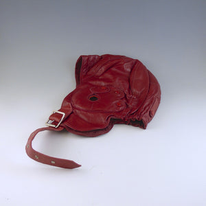 Red Leather Flying/Motoring Helmet