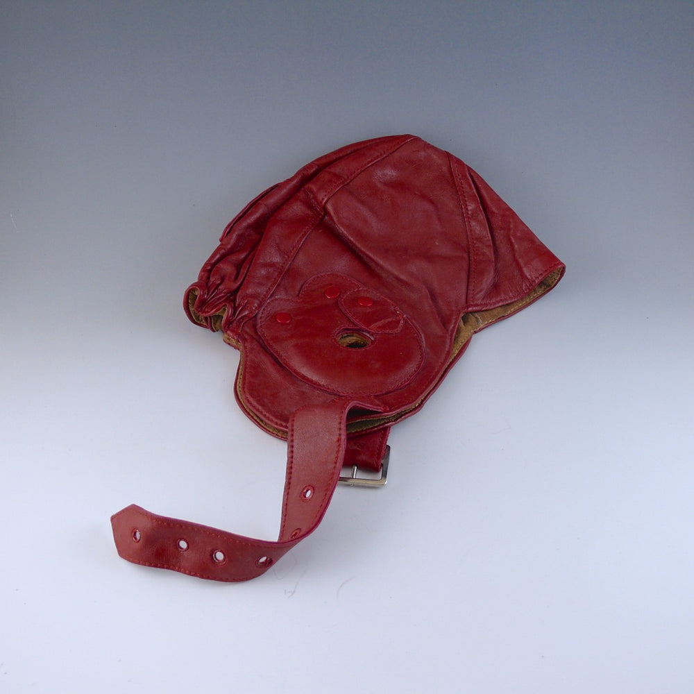 Red Leather Motoring/Flying Helmet