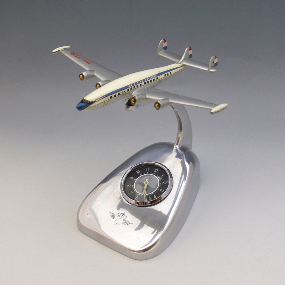 Lockheed Super Constellation Model on Stand with Clock
