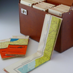 Full Set of Ordnance Survey Maps of England in a Pair of Leather Cases