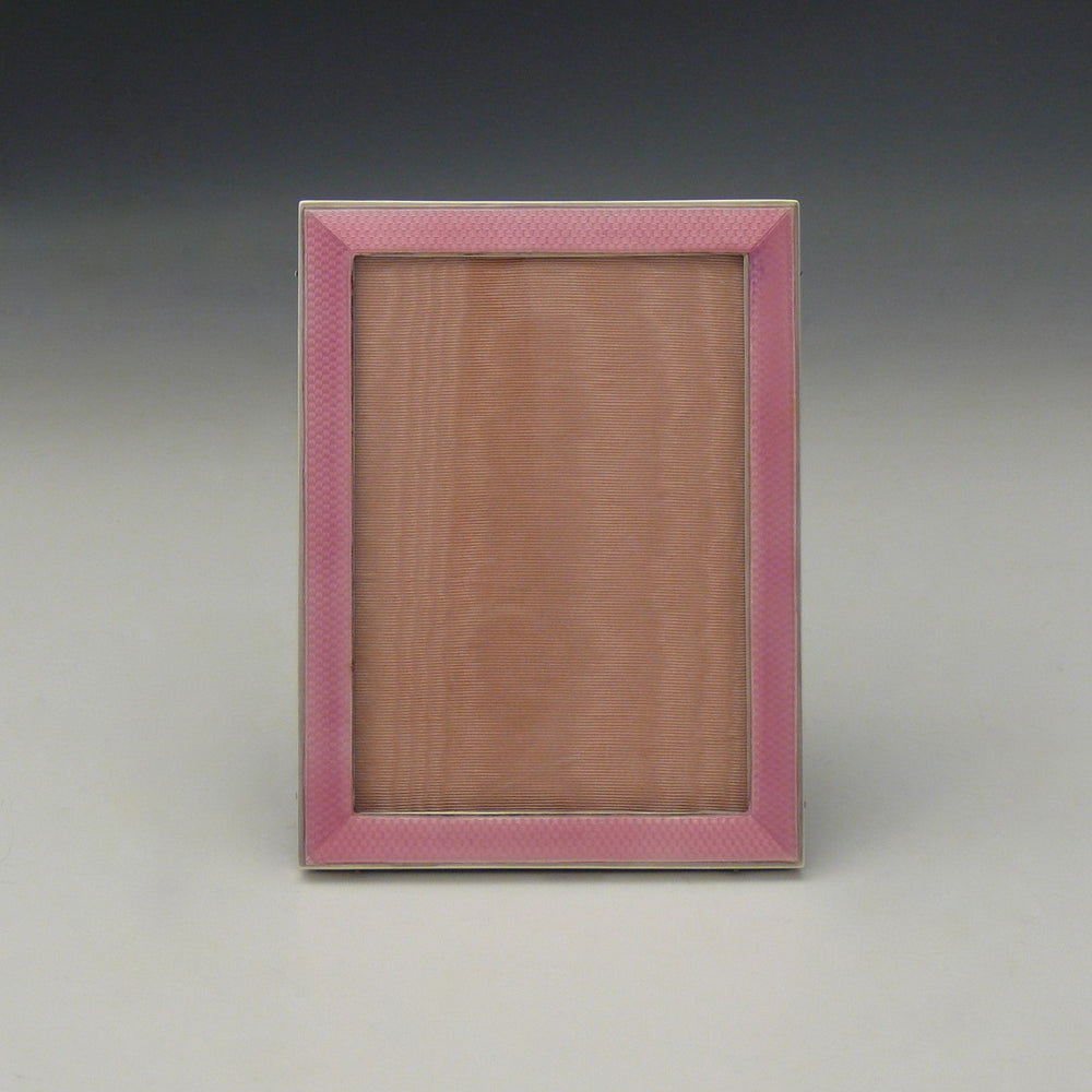 Pink Enamel and Silver Frame