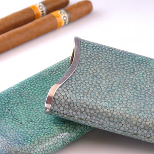 Shagreen and Silver Cigar Case