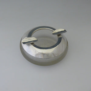 Striker Glass and Silver Ashtray